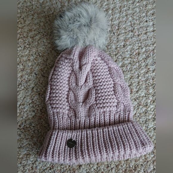 Express light pink Knit Pom Pom Beanie - Picture 1 of 8